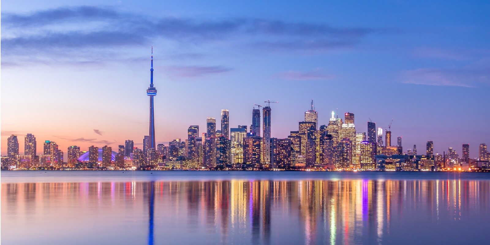 Toronto Skyline with purple light - Toronto, Ontario, Canada