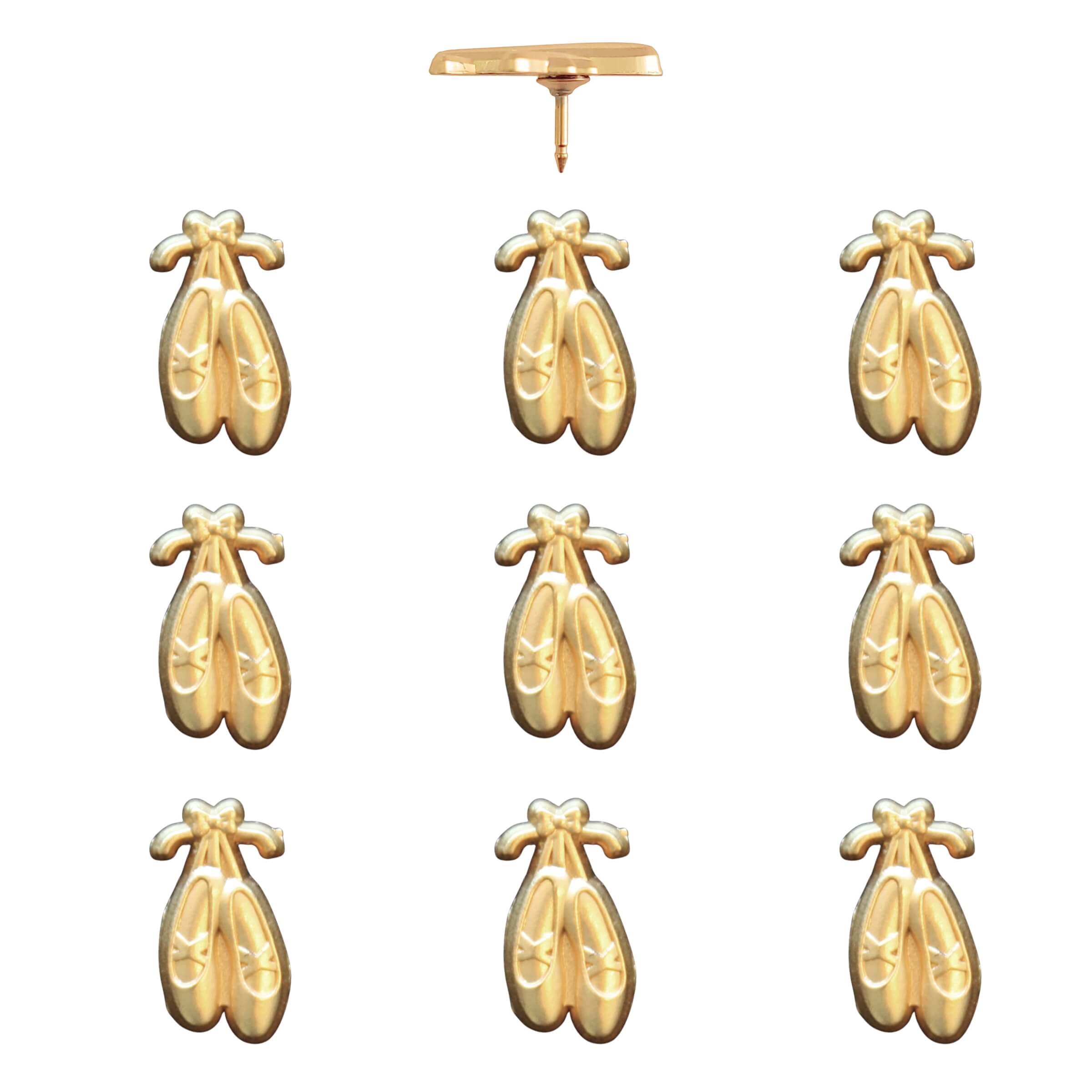 Ballet Slippers Push Pins Gold Pack of 10