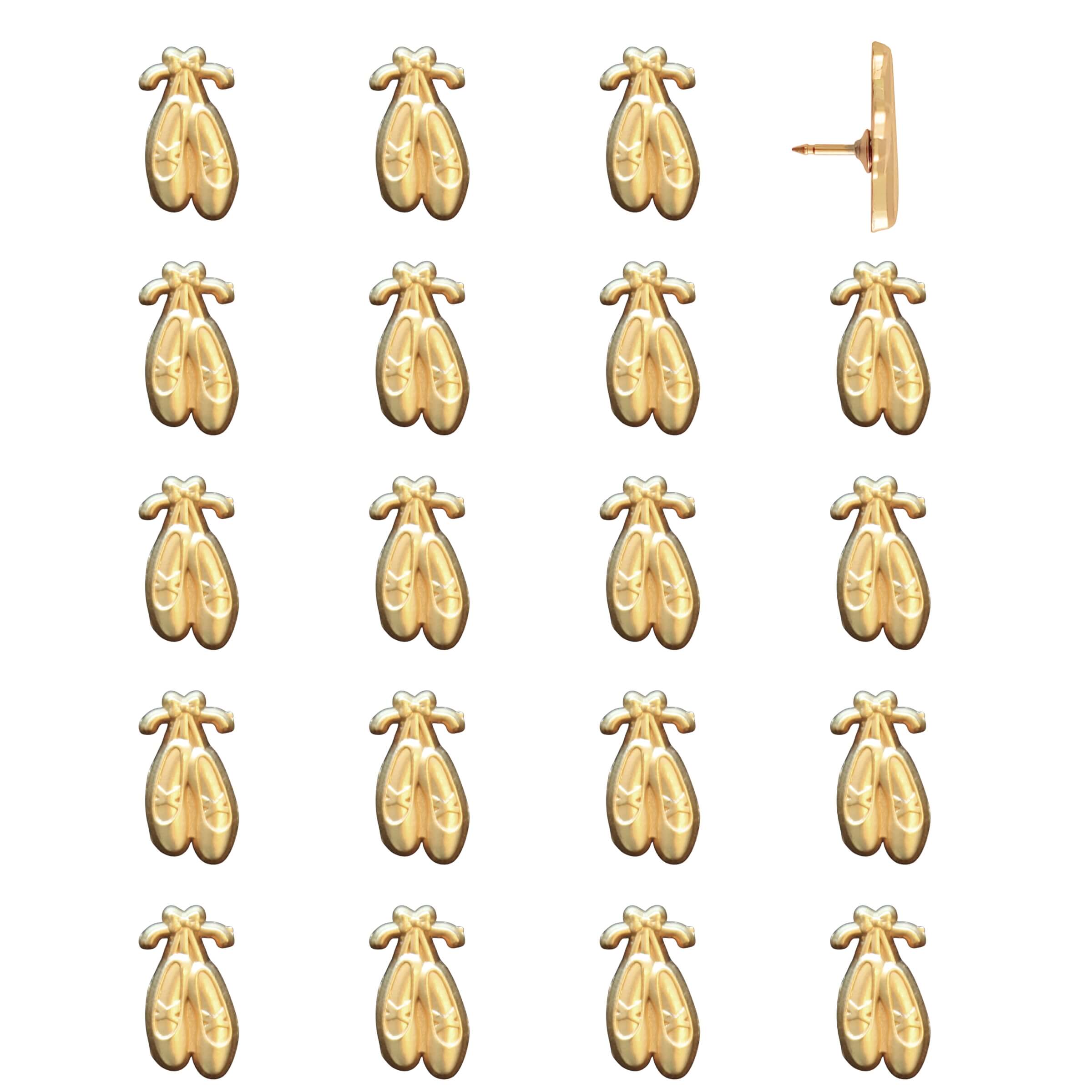 Ballet Slippers Push Pins Gold Pack of 20