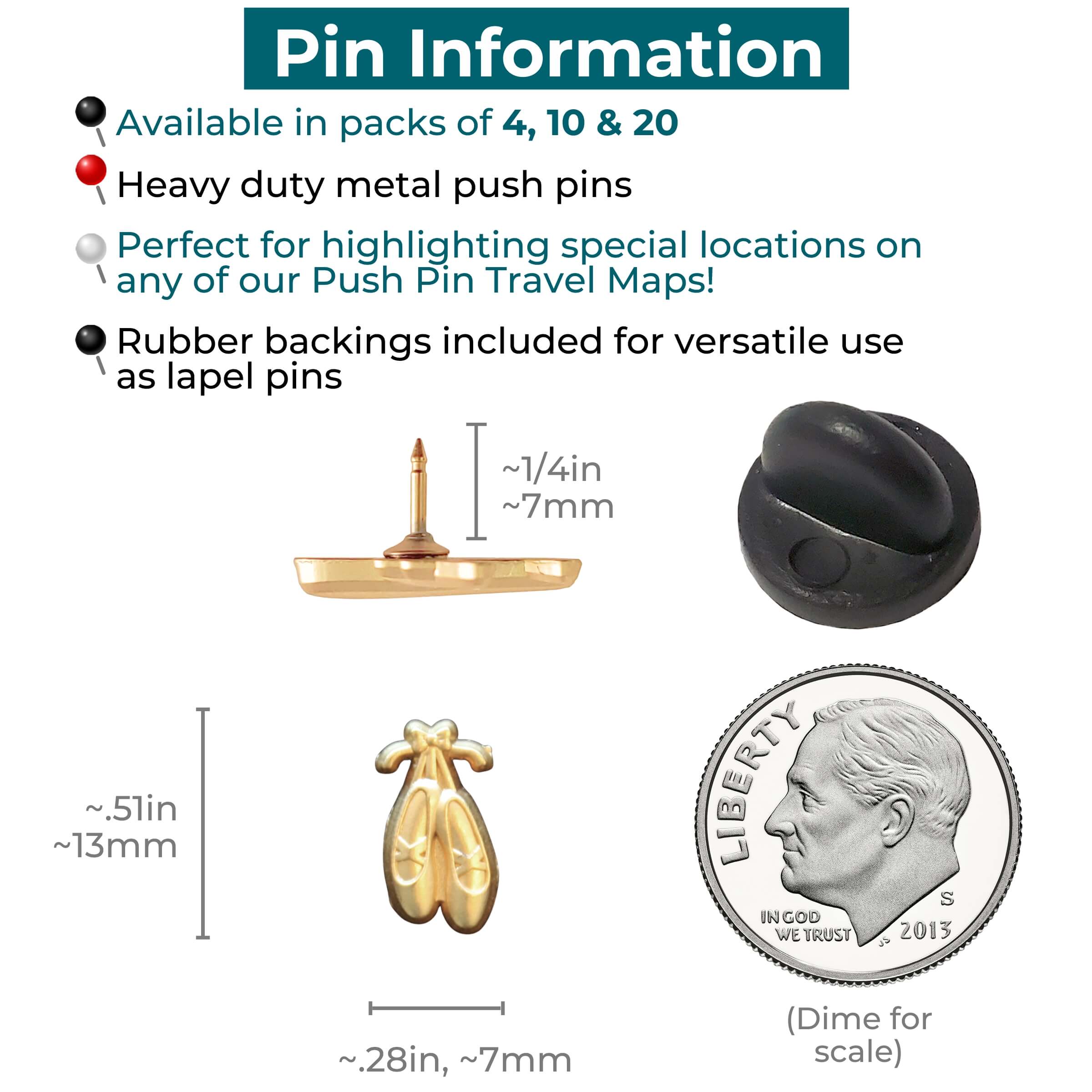 Ballet Slippers Push Pins Information