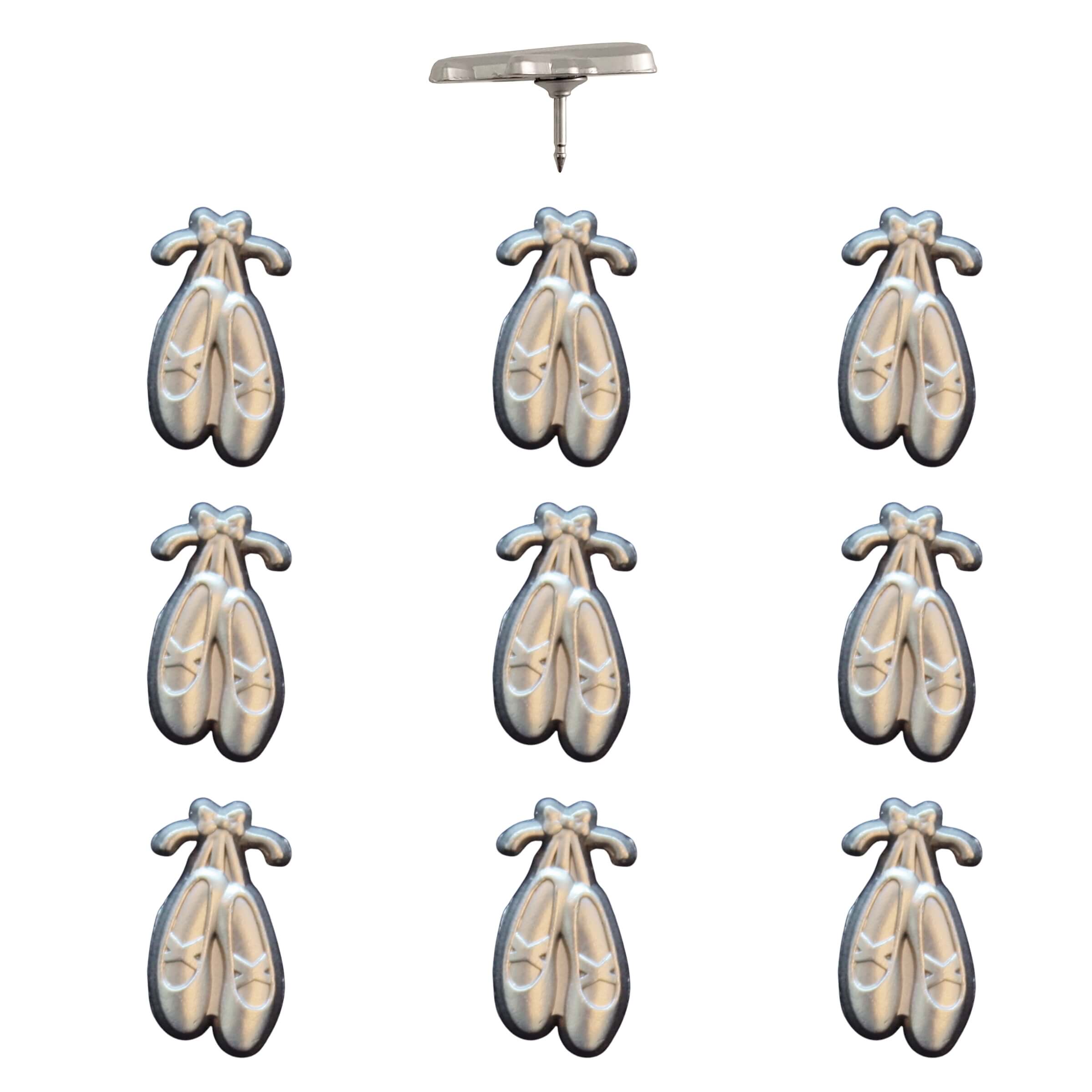 Ballet Slippers Push Pins Silver Pack of 10