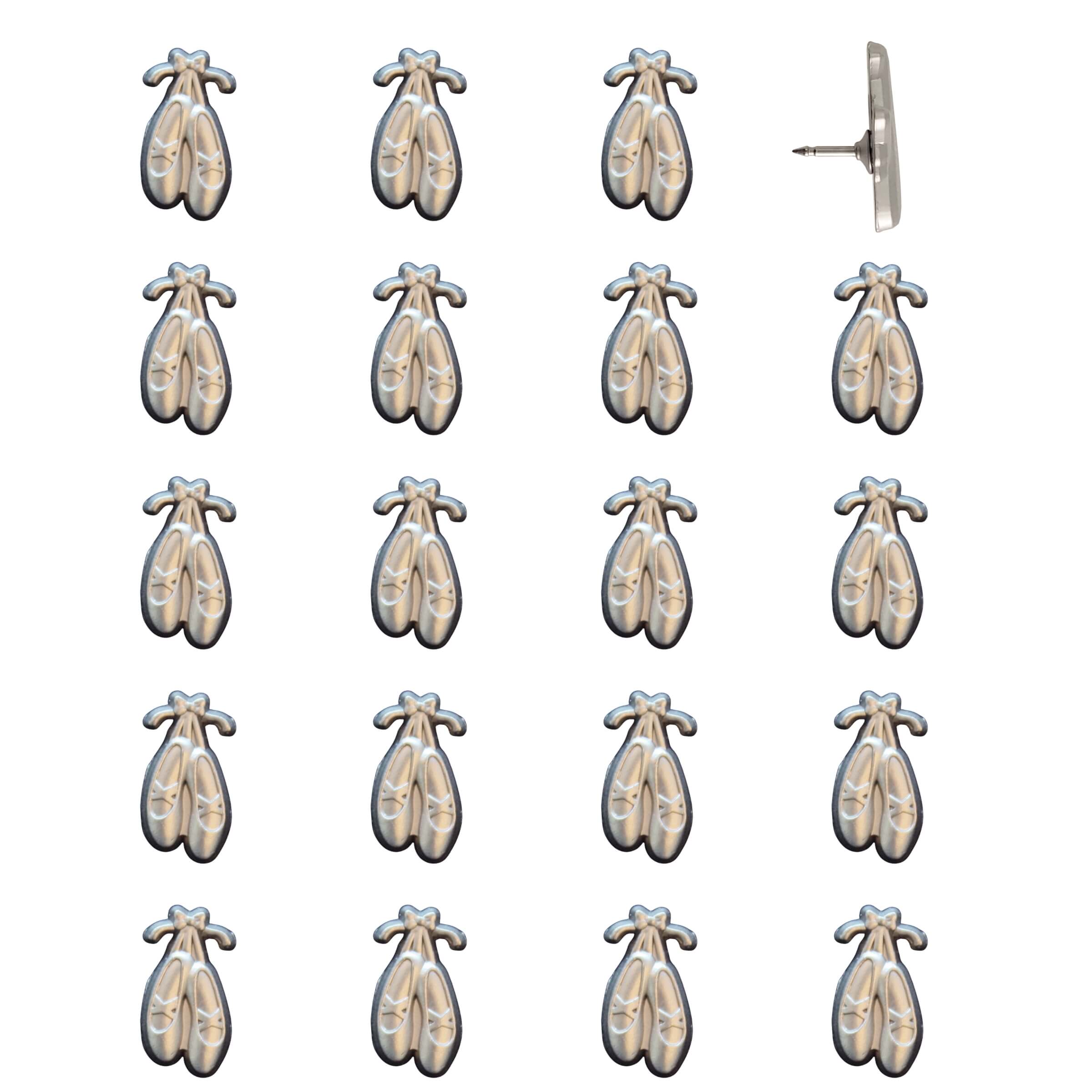 Ballet Slippers Push Pins Silver Pack of 20