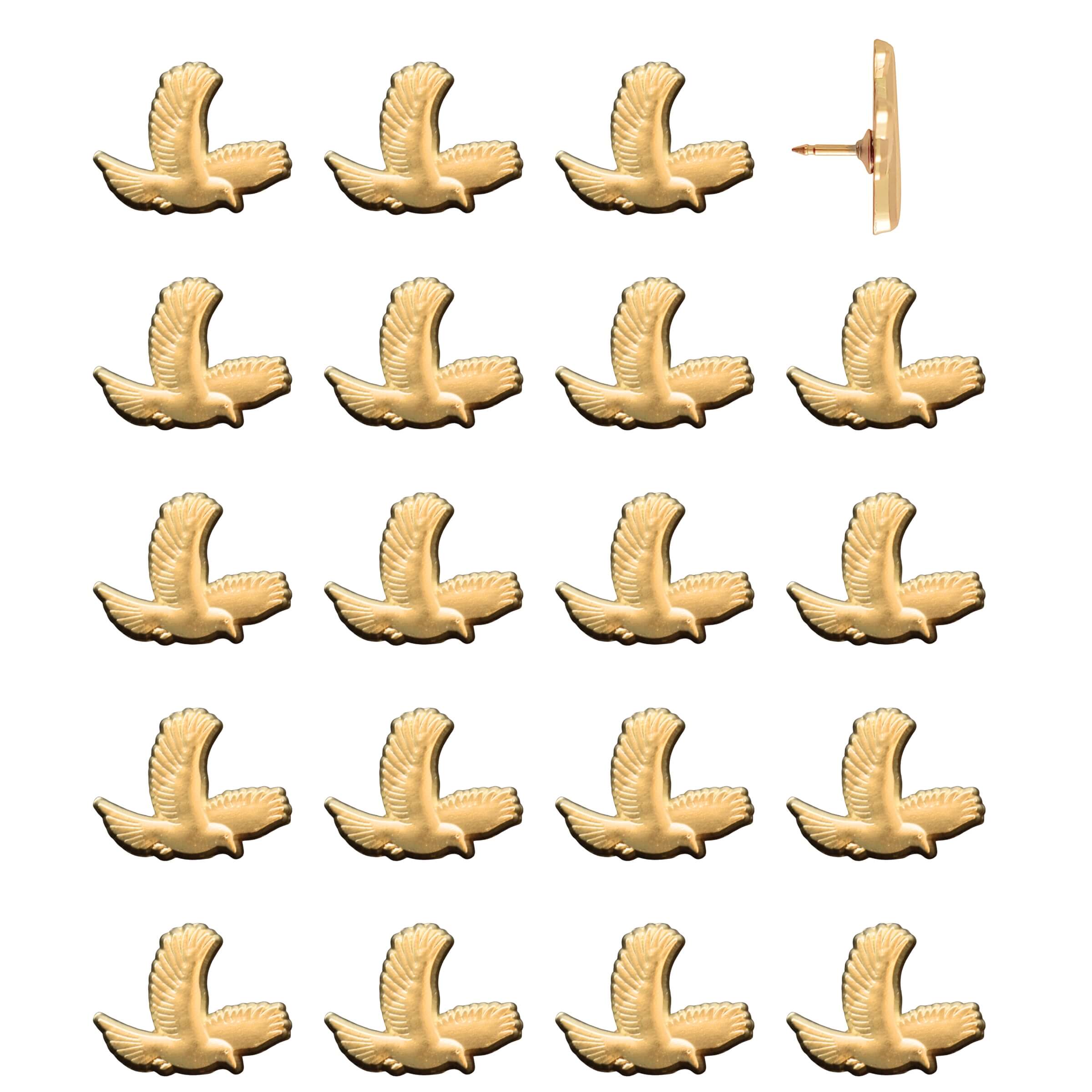 Bird Push Pins - Gold Pack of 20