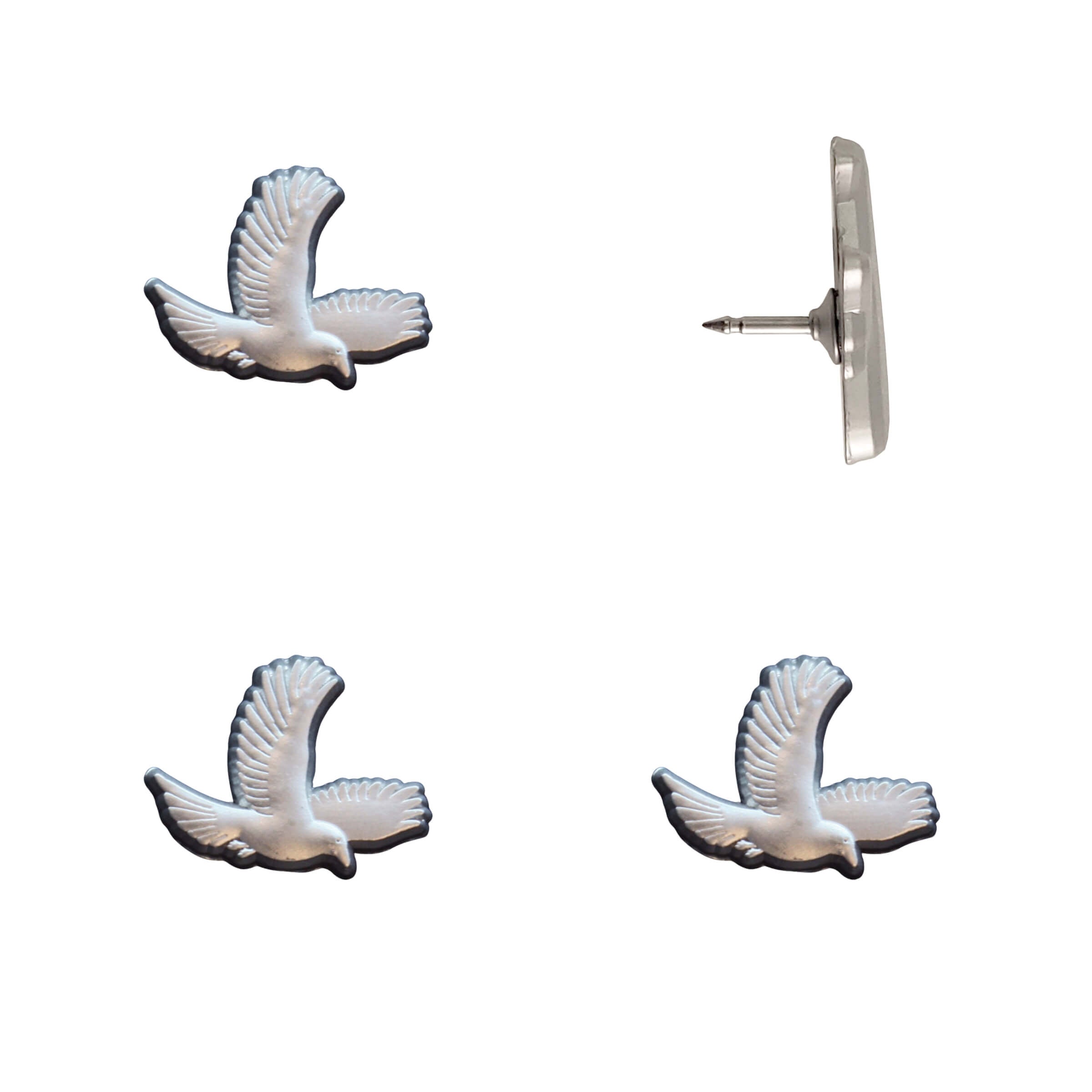 Bird Push Pins - Silver Pack of 4