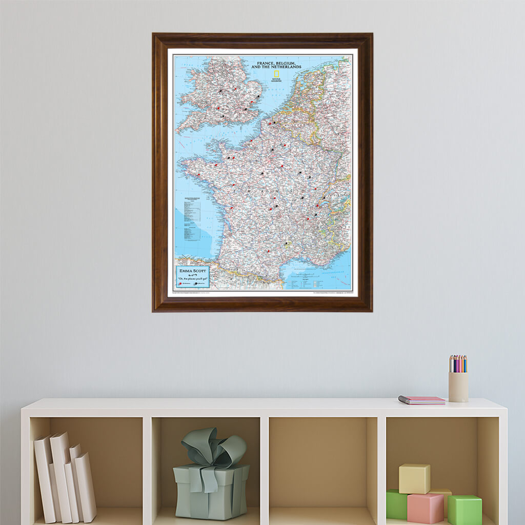 Canvas Classic France Belgium and The Netherlands - Brown Frame