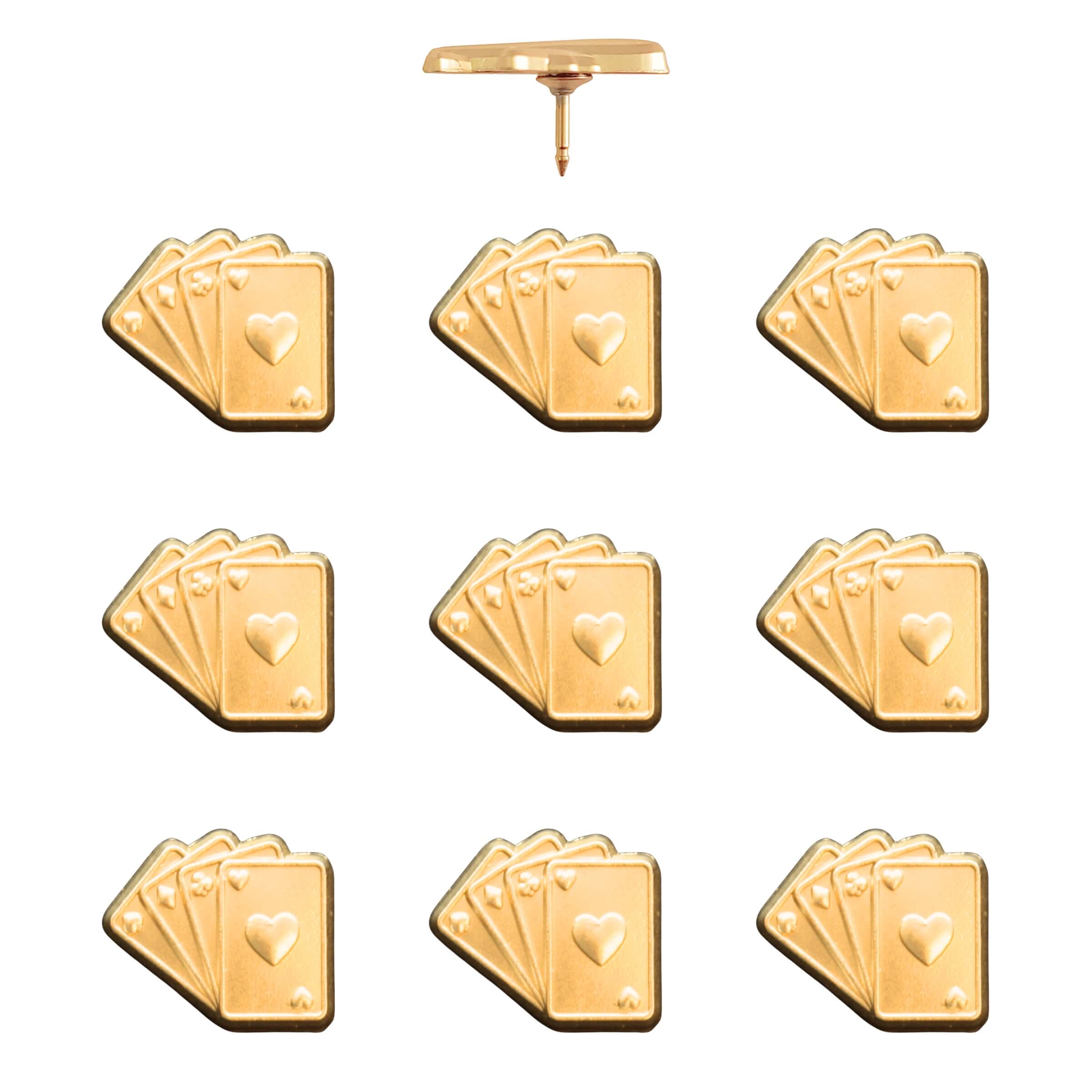 Playing Cards Push Pins Gold Pack of 10