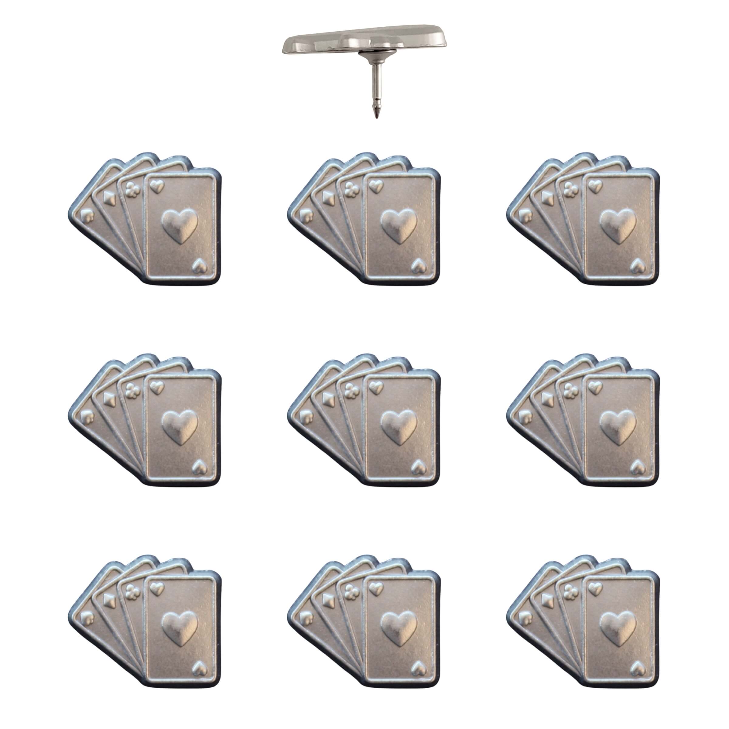 Playing Cards Push Pins Silver Pack of 10