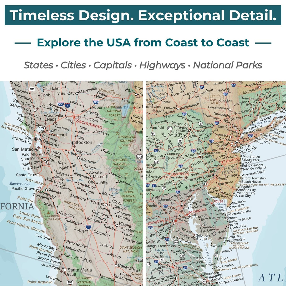 Canvas - Signature USA Travel Map with pins