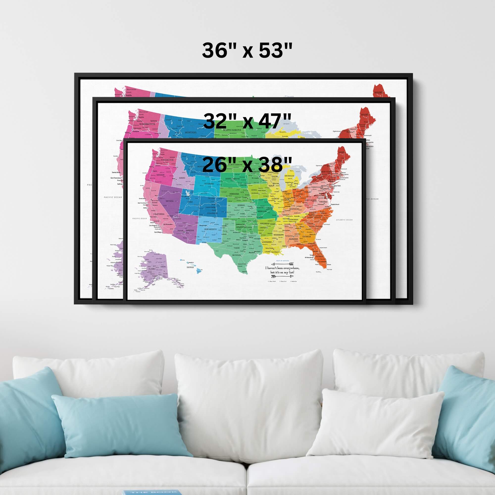 Canvas - Colorful USA Travel Map with pins