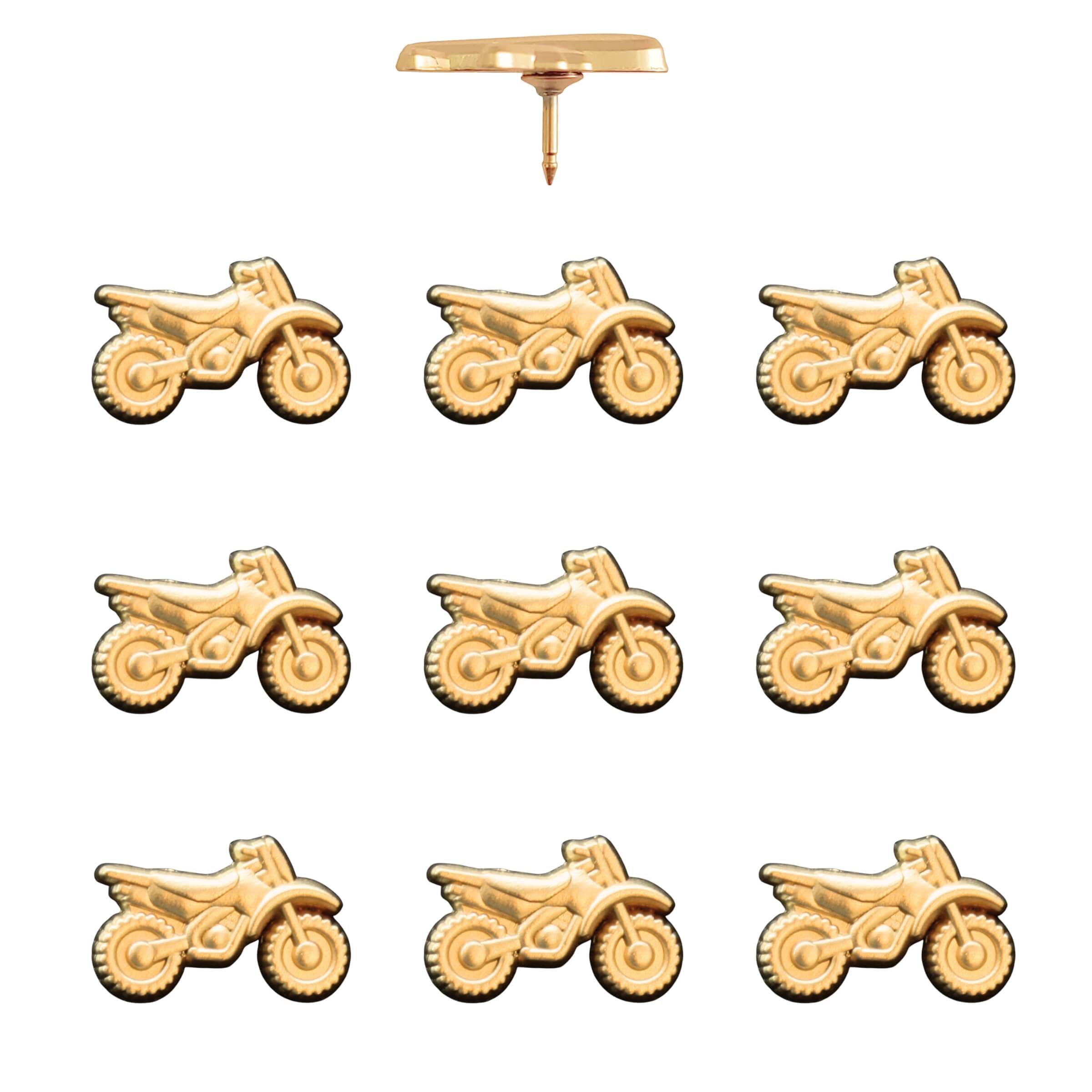 Dirt Bike Push Pins Gold Pack of 10