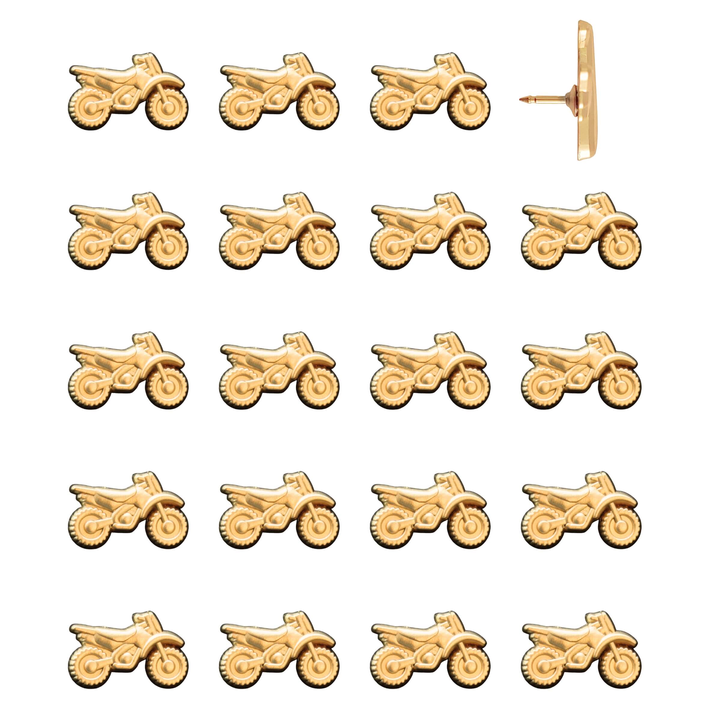 Dirt Bike Push Pins Gold Pack of 20