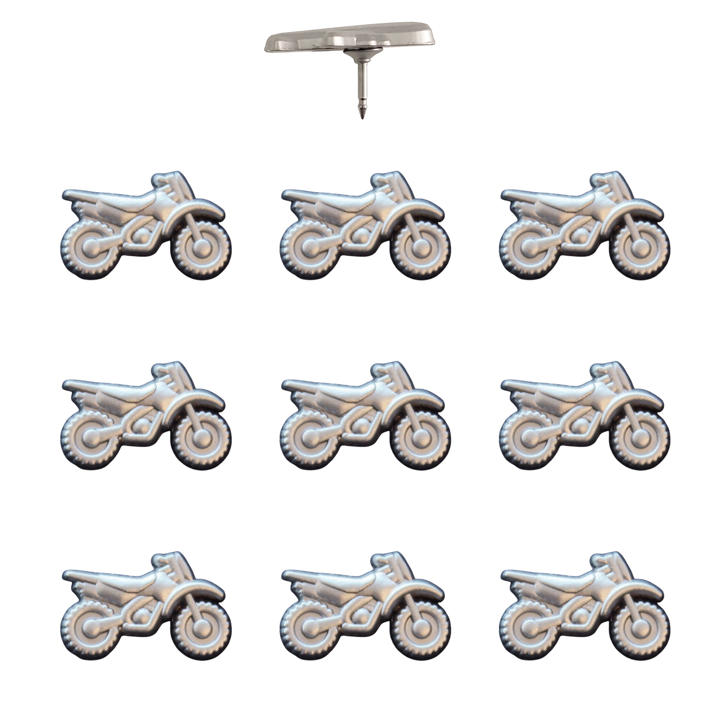Dirt Bike Push Pins Silver Pack of 10