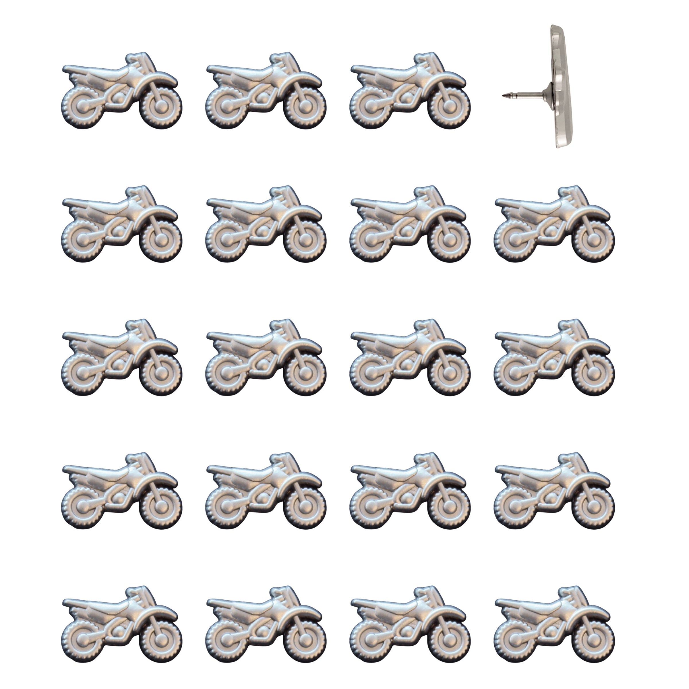 Dirt Bike Push Pins Silver Pack of 20