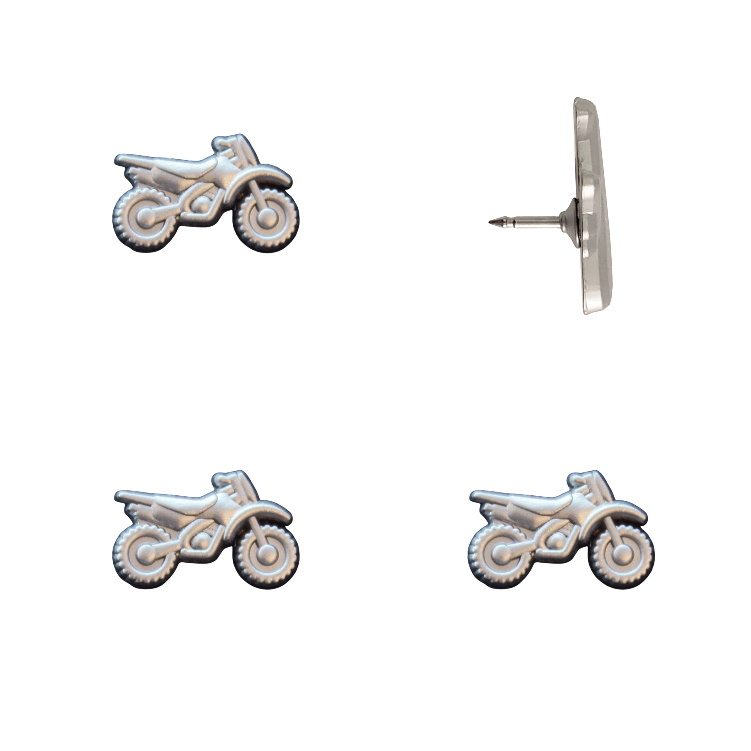 Dirt Bike Push Pins Silver Pack of 4