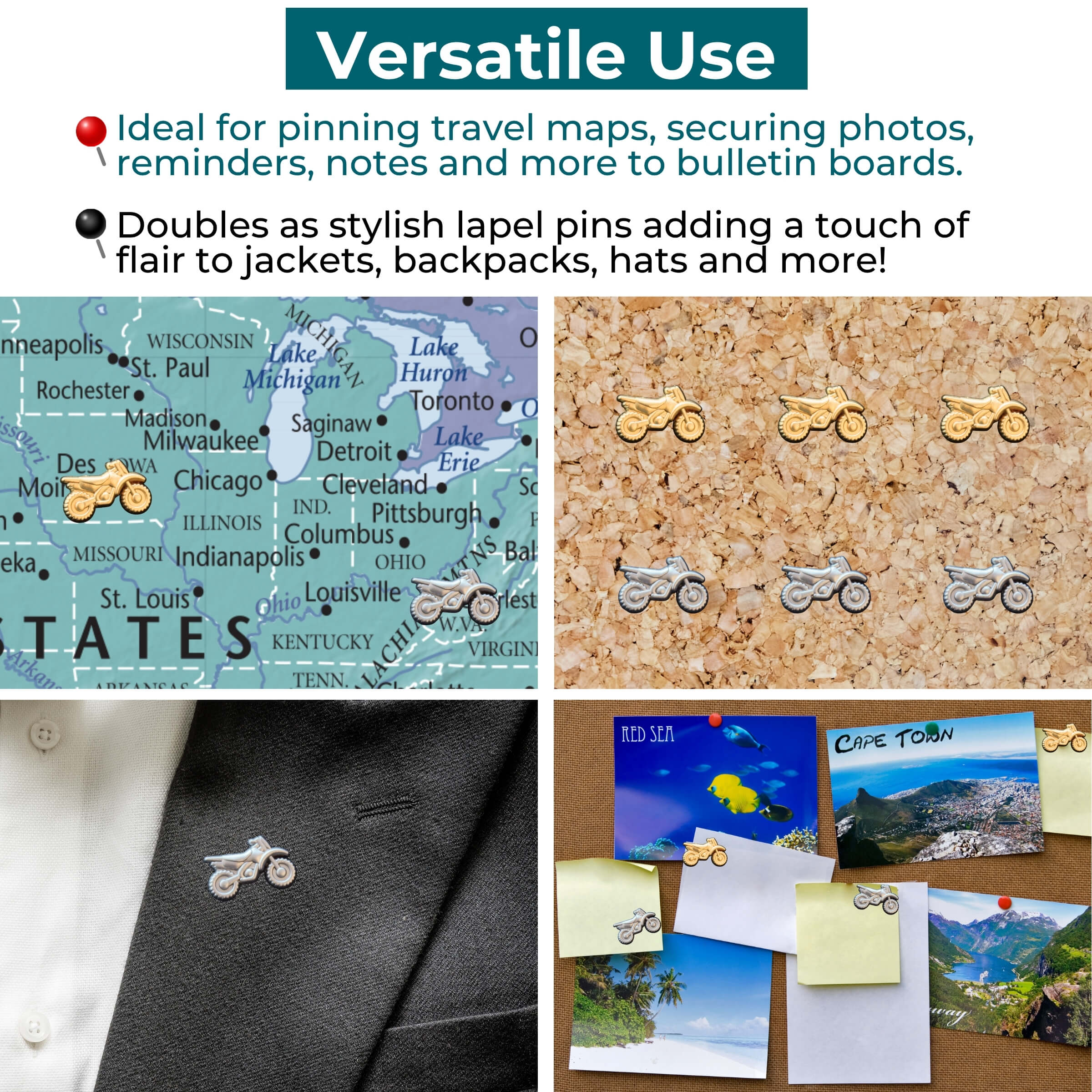 Dirt Bike Push Pins Versatile Uses