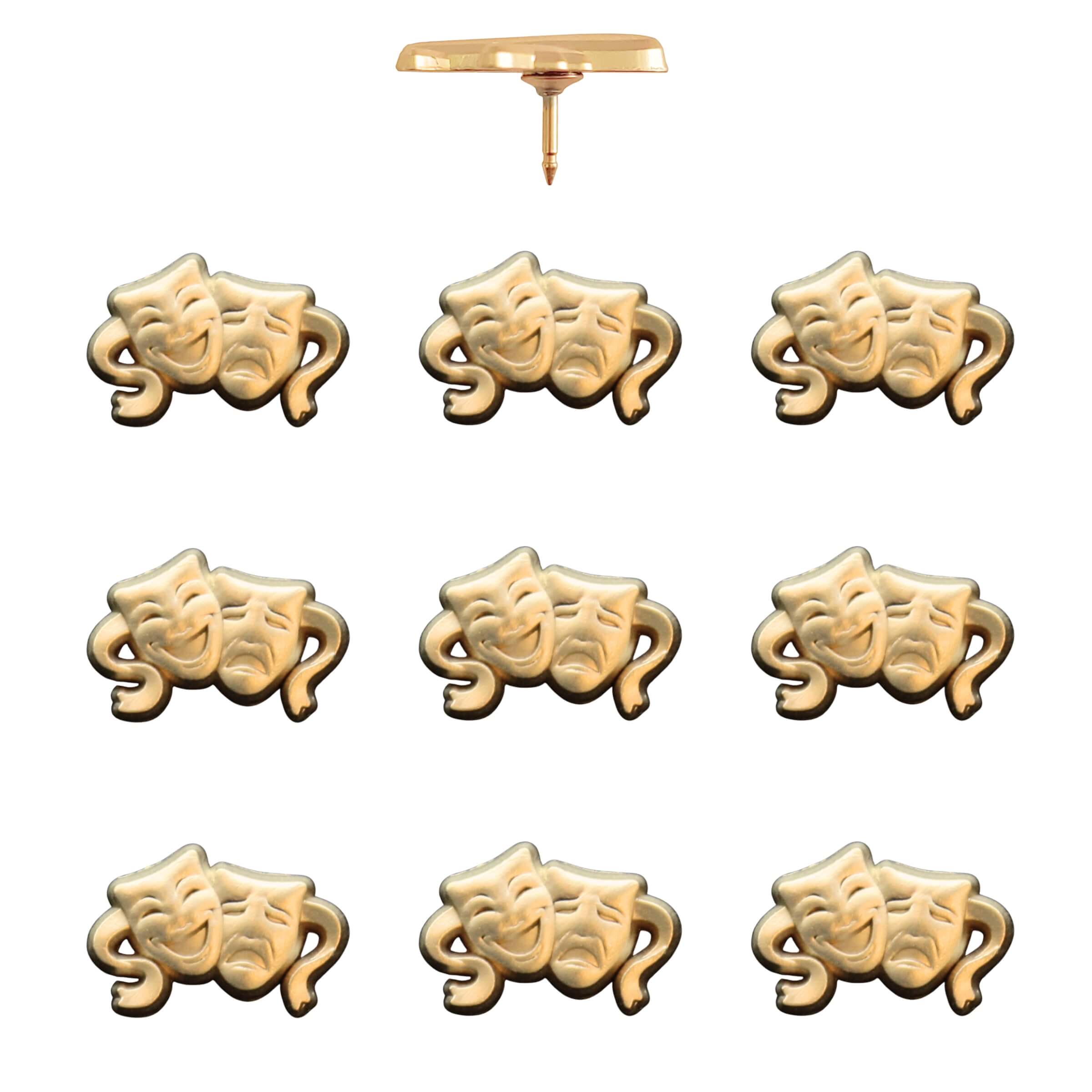 Drama Mask Push Pins Gold Pack of 10