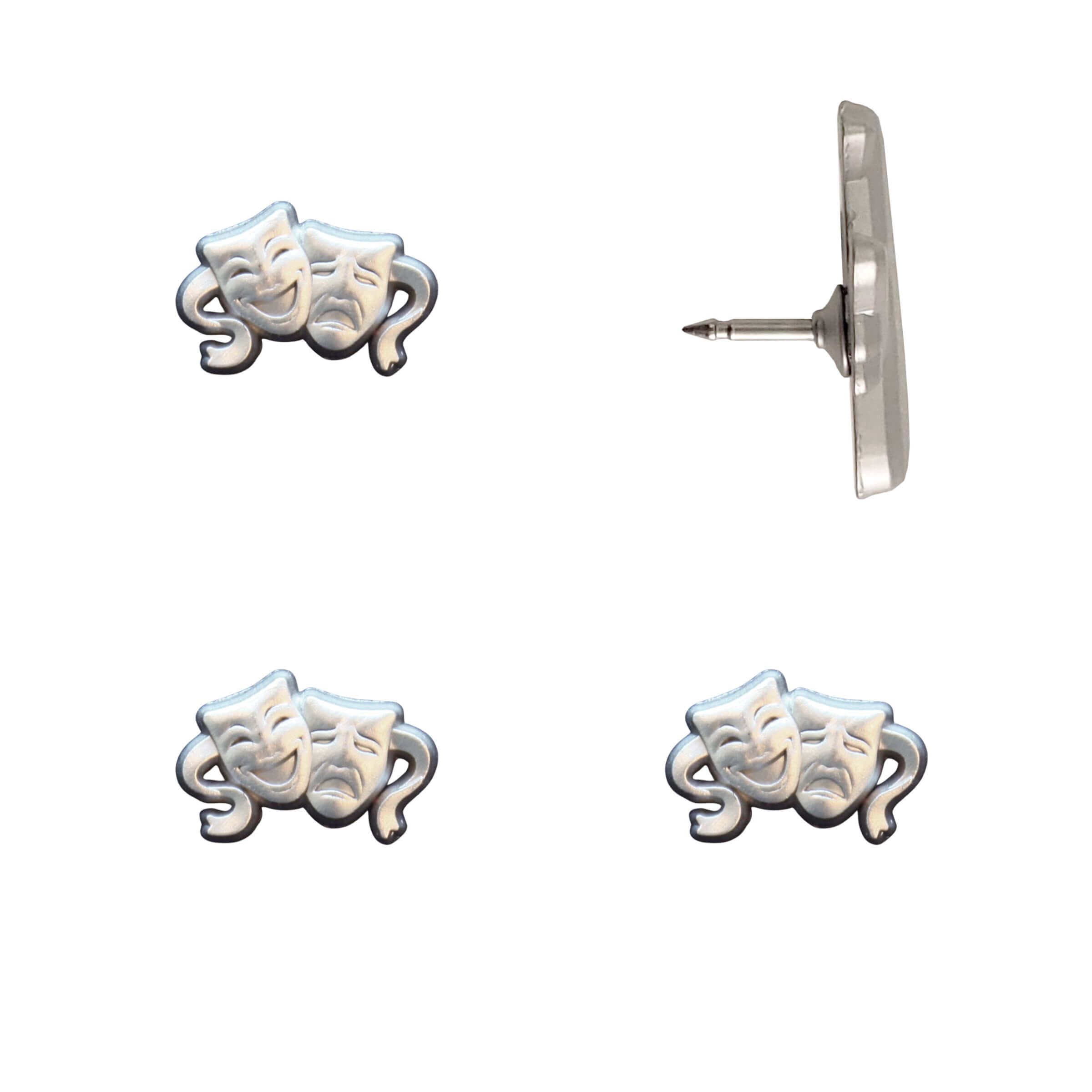 Drama Mask Push Pins Silver Pack of 4