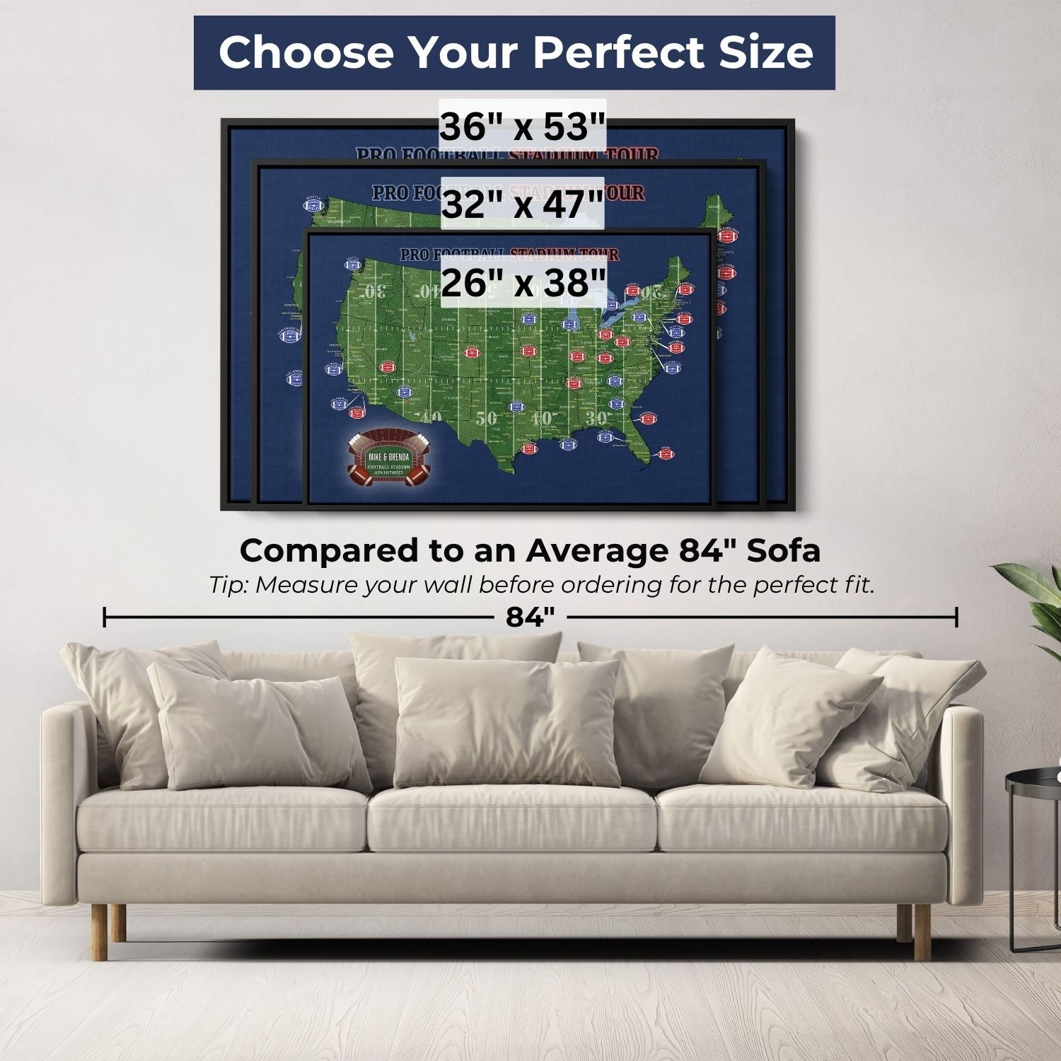 Canvas - Football Stadium Push Pin Travel Map with Pins