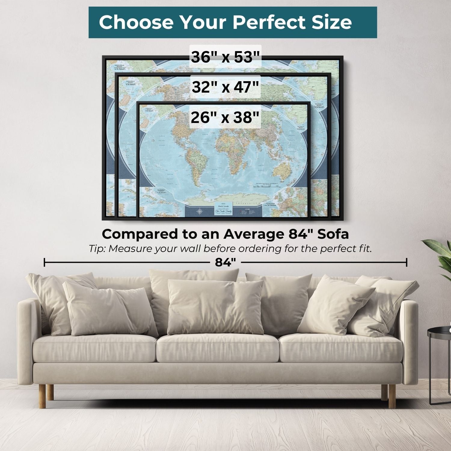 Canvas - Signature World Travel Map with pins