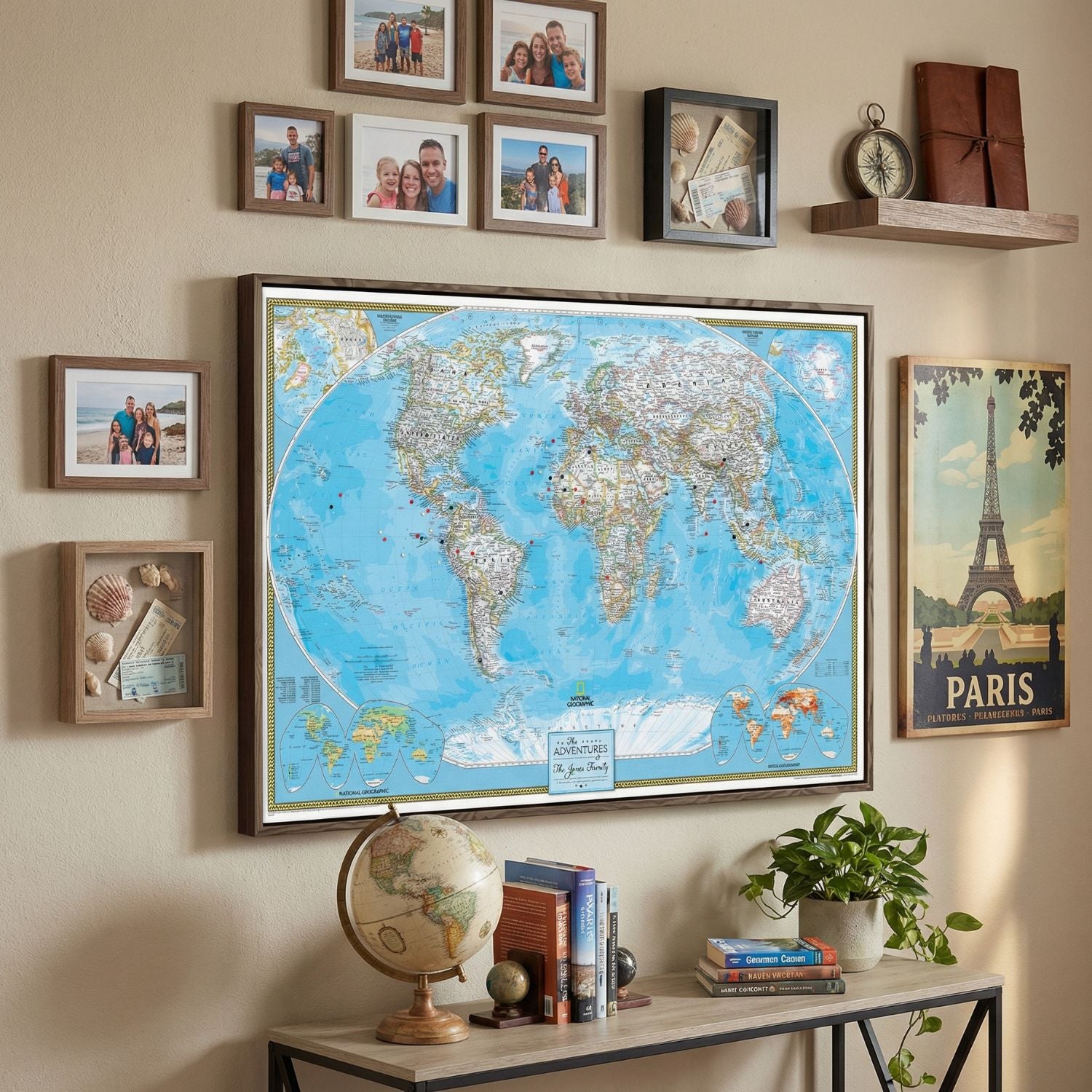 Canvas - Classic World Travel Map with Pins