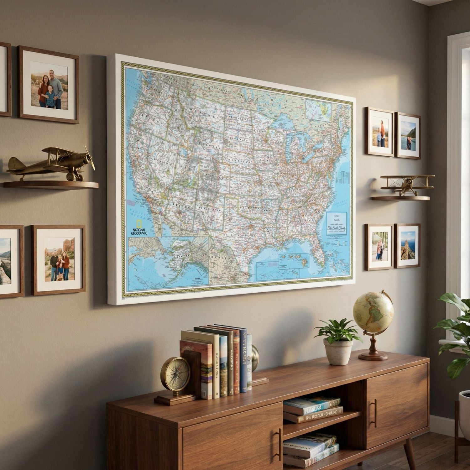 Gallery Wrapped - Classic USA Travel Map with pins