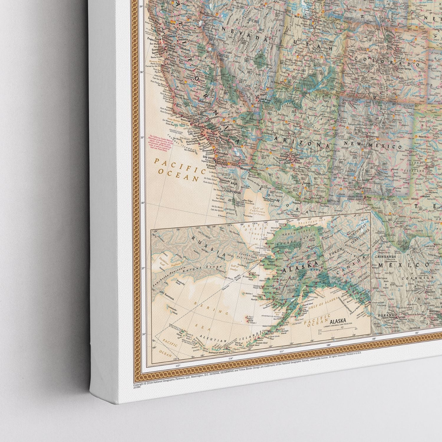 Gallery Wrapped - Executive USA Travel Map with pins