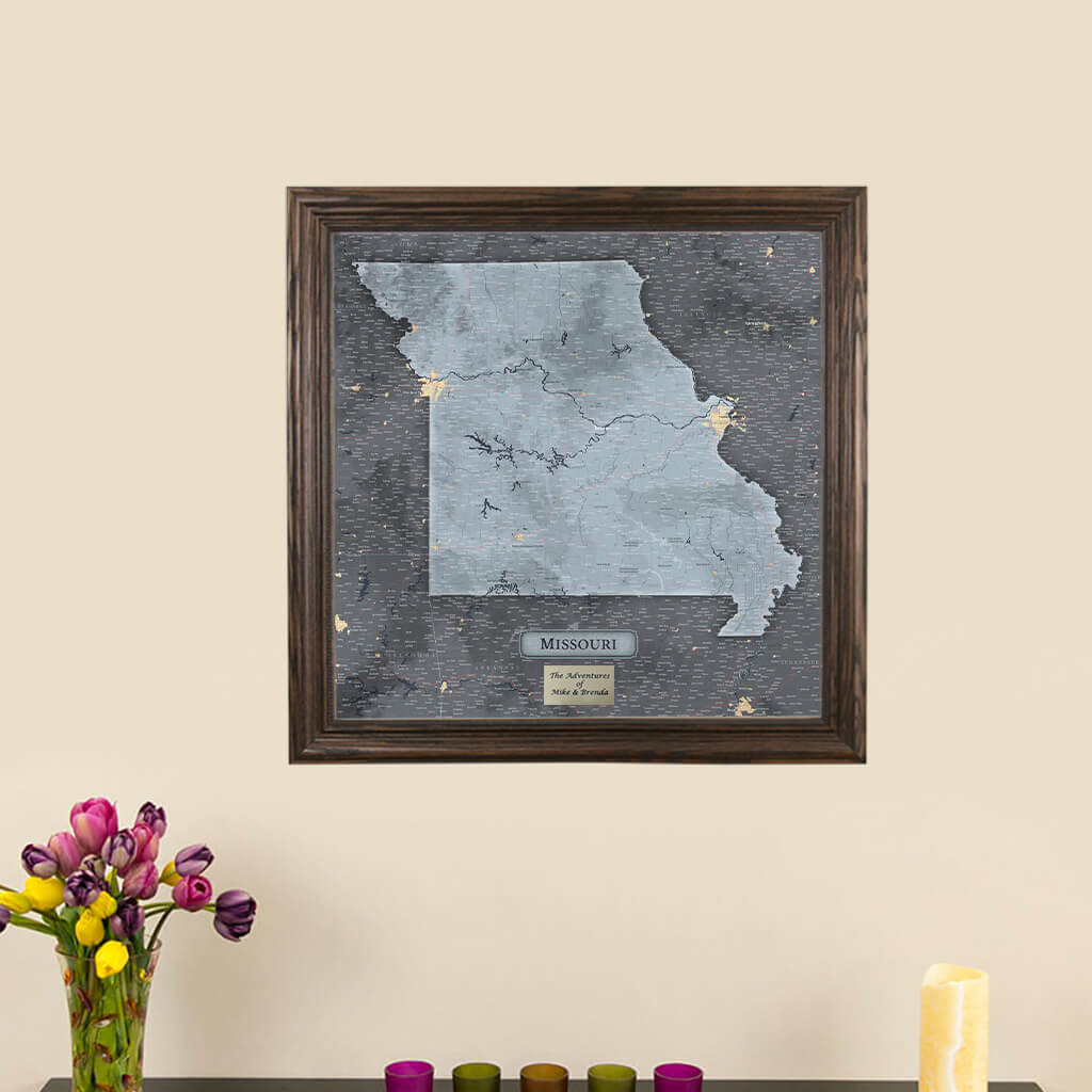 Push Pin Travel Maps Missouri Slate Map with Pins - Framed and Ready to Hang