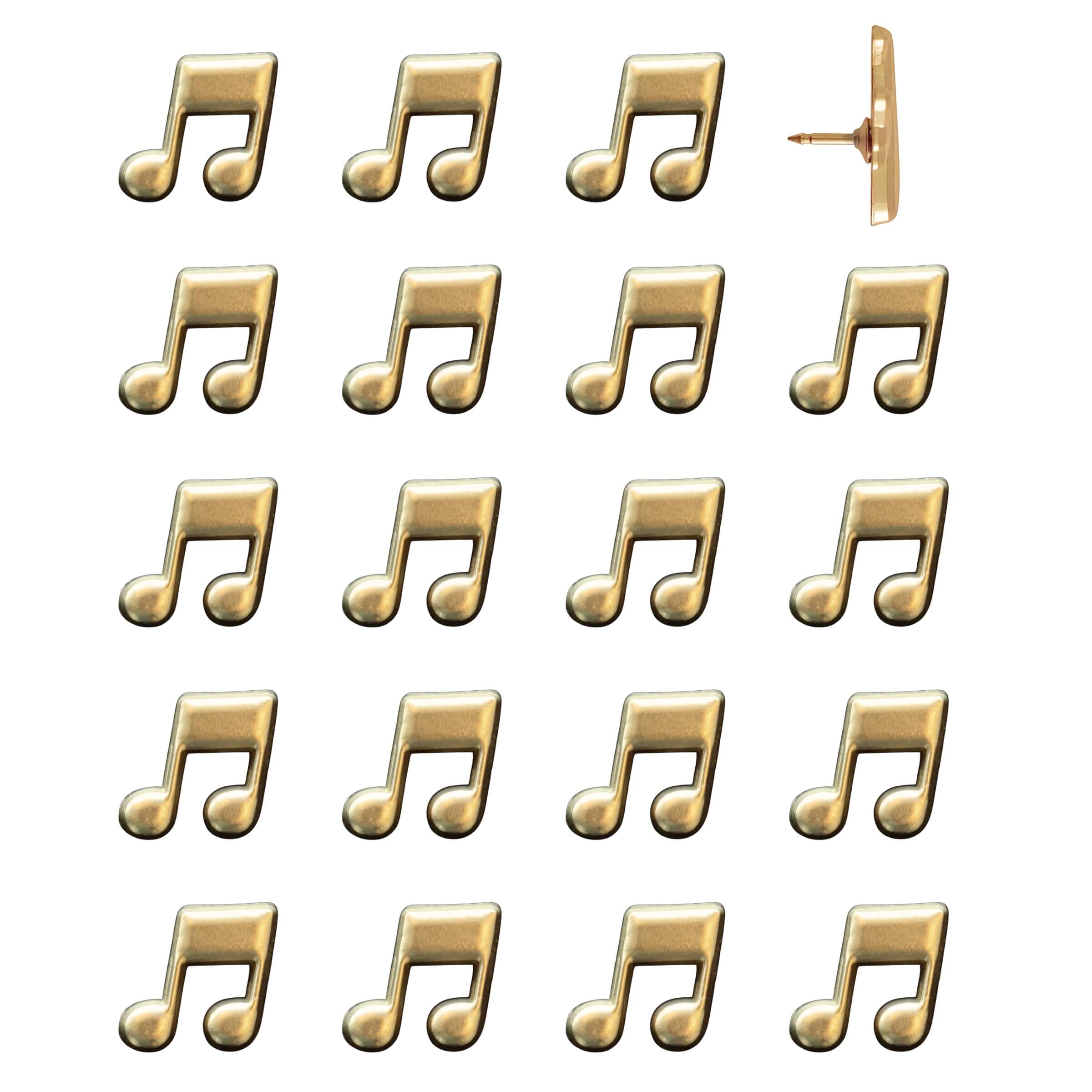 Music Note Push Pins Gold Pack of 20