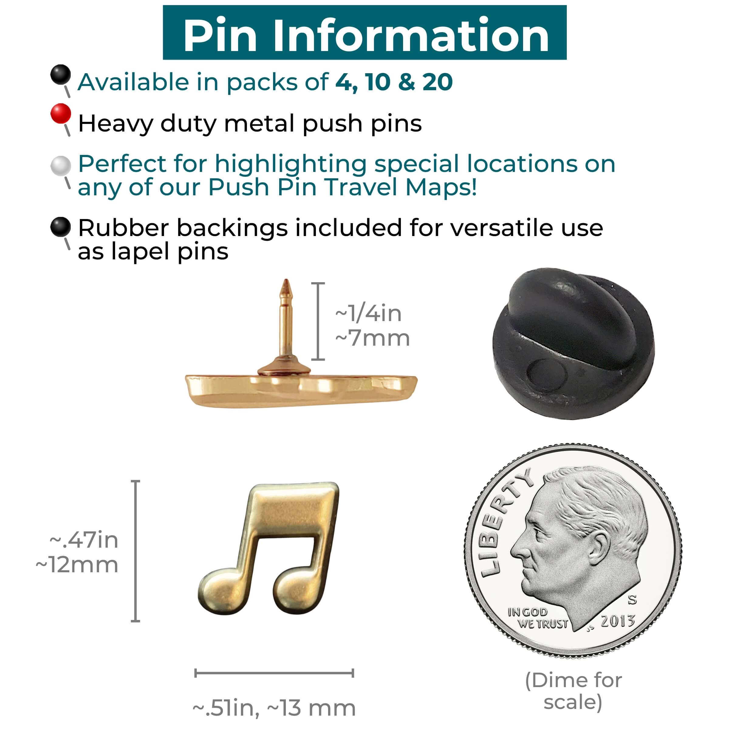 Music Note Push Pins Information