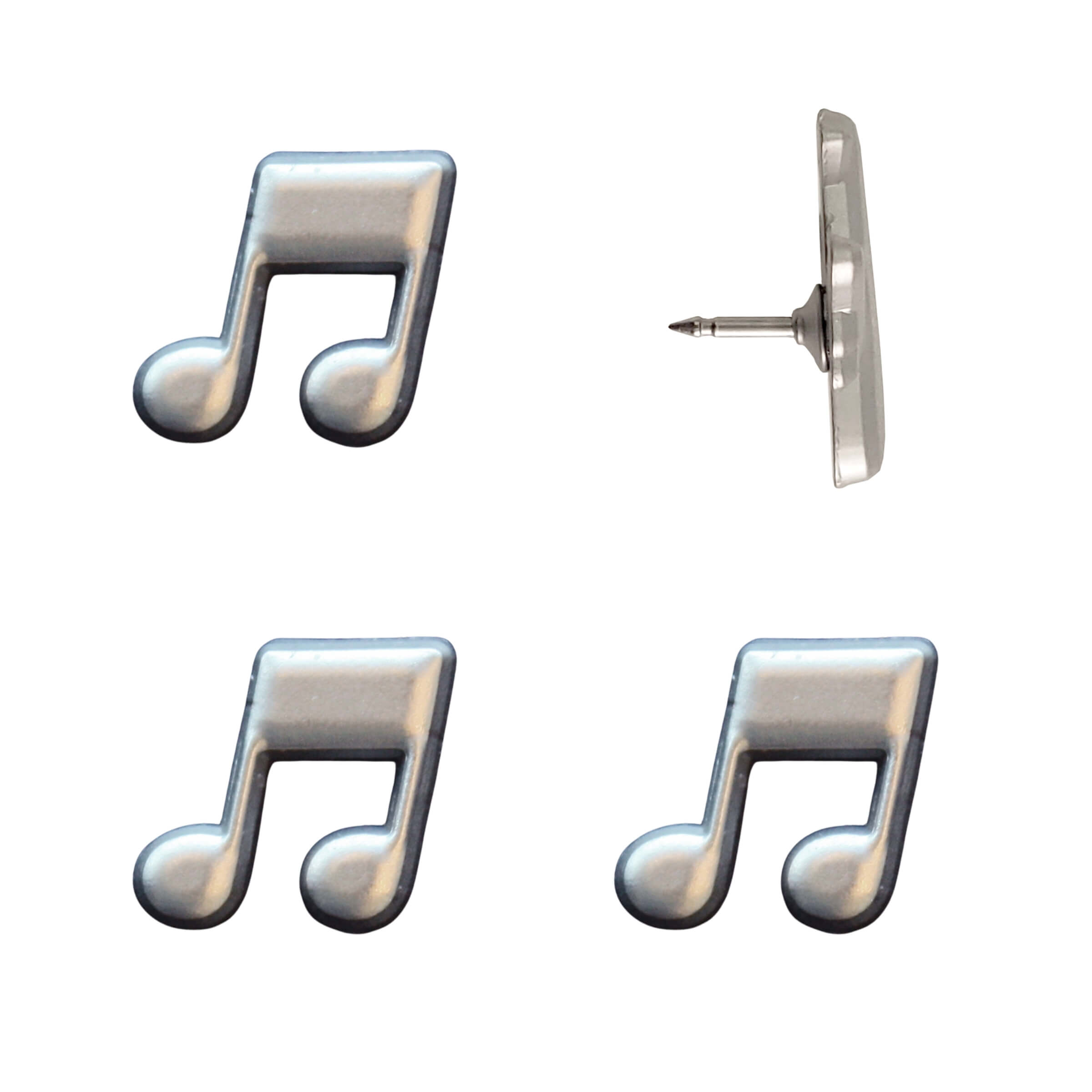 Music Note Push Pins Silver Pack of 4