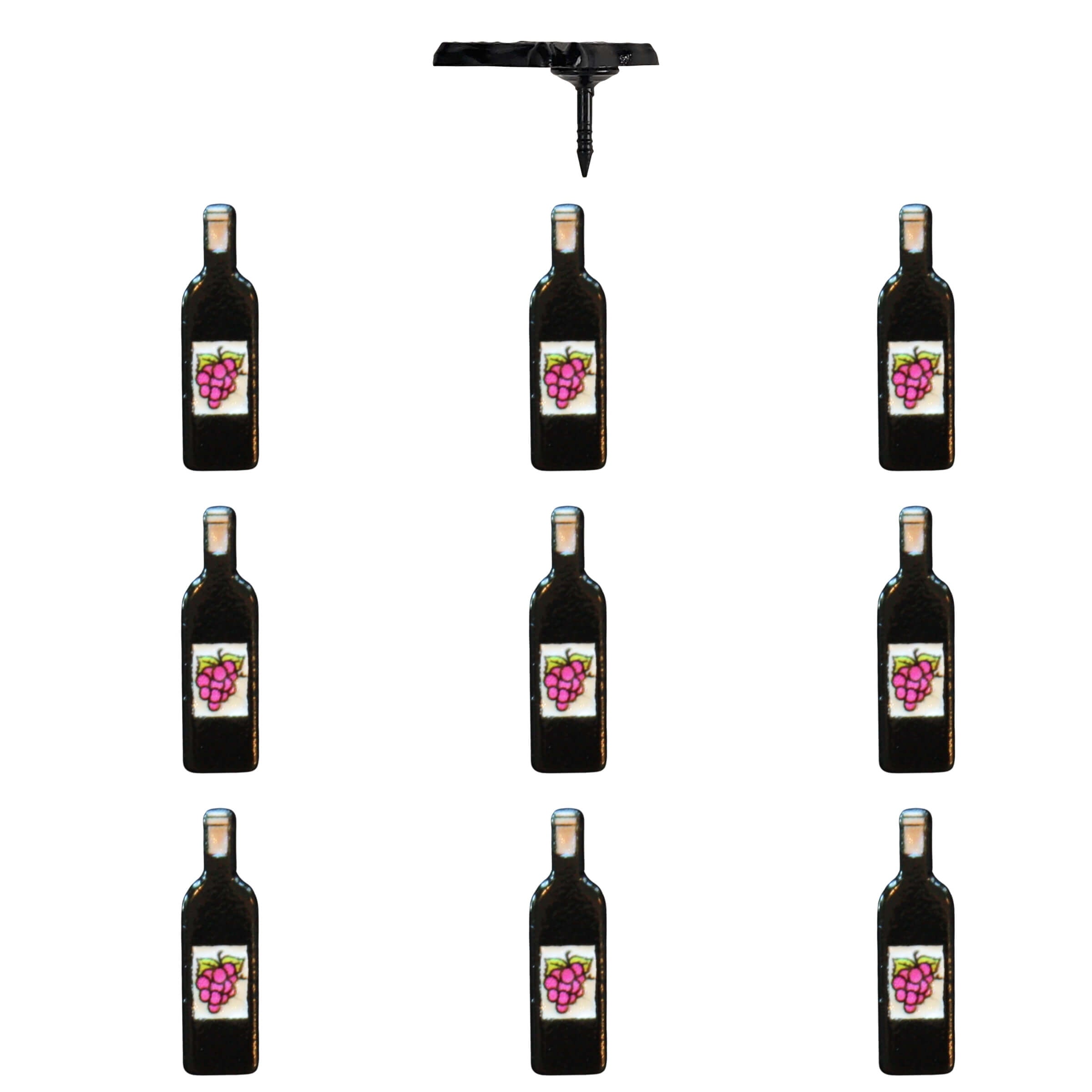 Red Wine Bottle Push Pins Pack of 10