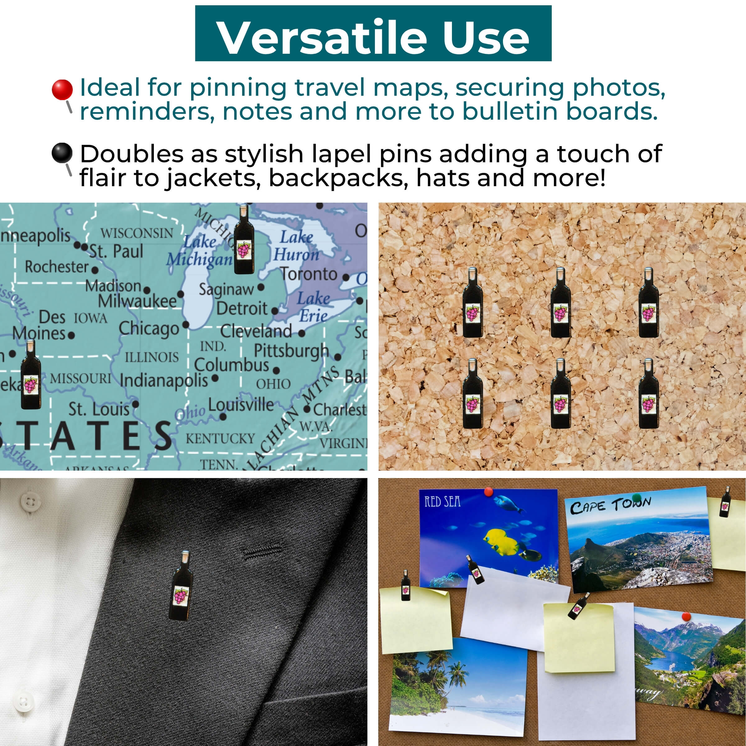 Red Wine Bottle Push Pins Uses