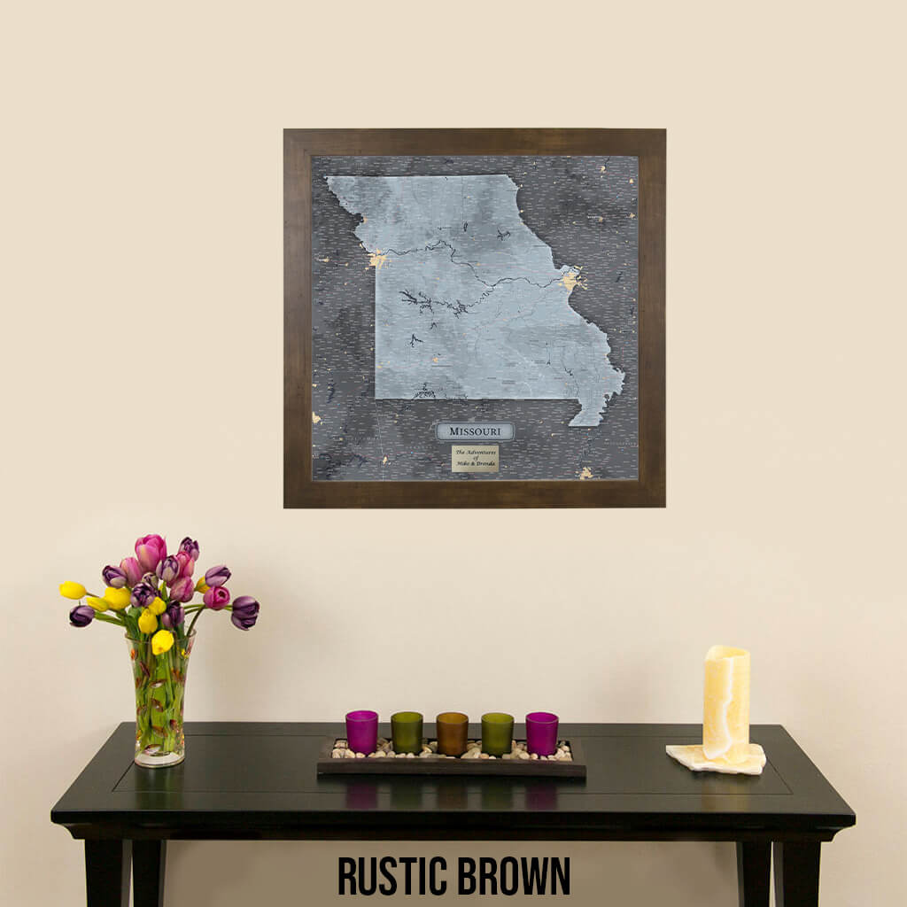 Push Pin Travel Maps - Slate Missouri State Map with Push Pins in Rustic Brown  Frame