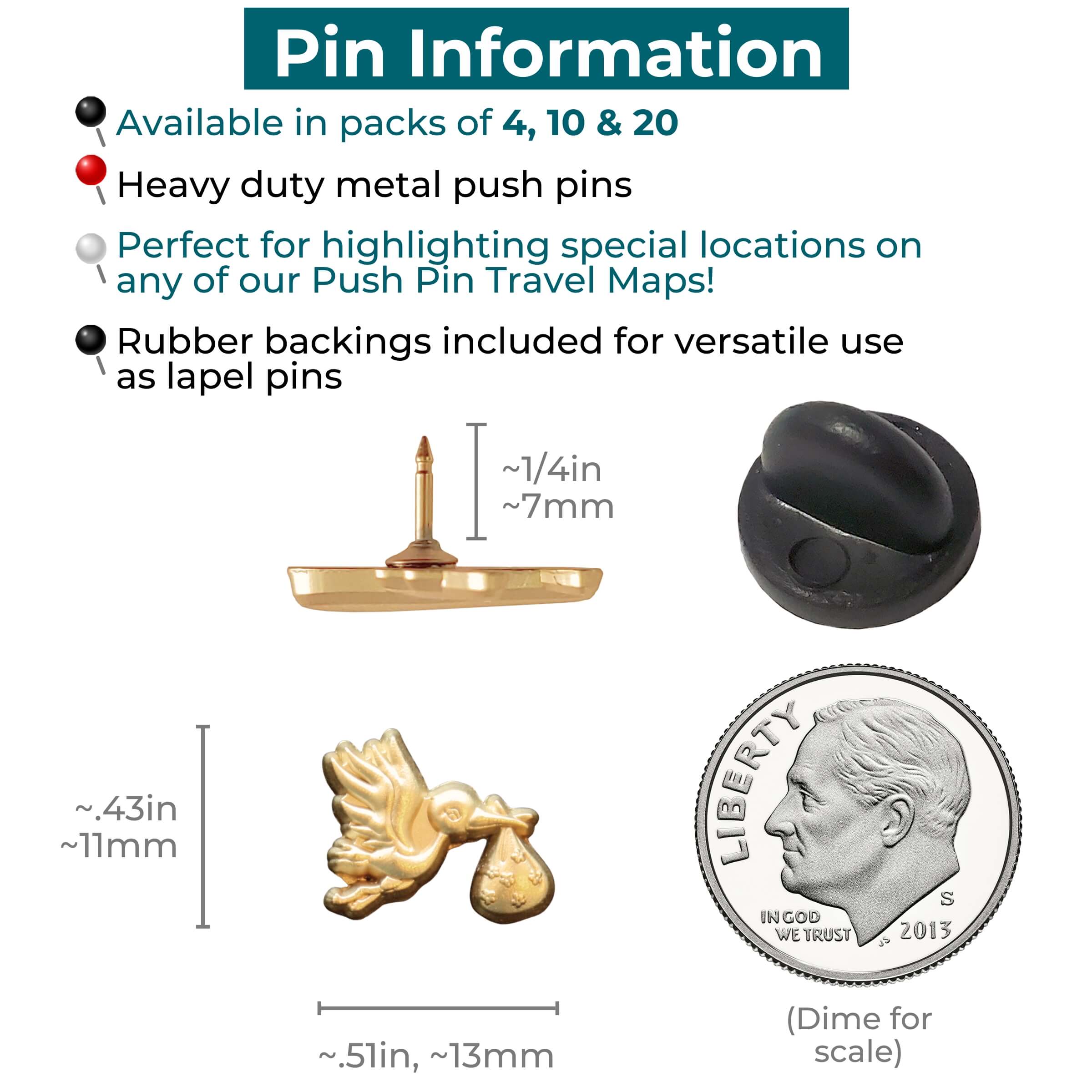 Stork Push Pins Information