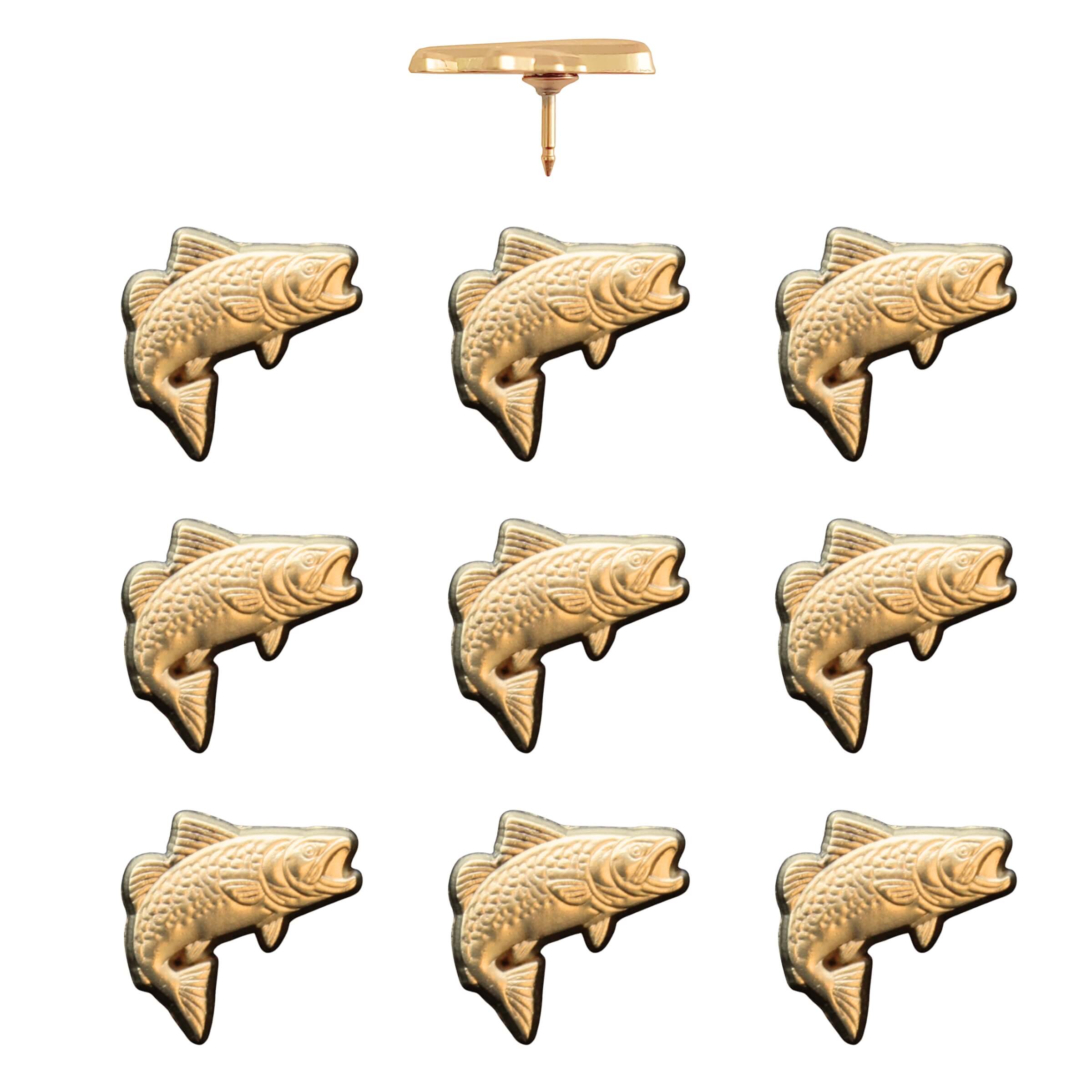 Trout Pins Gold Pack of 10