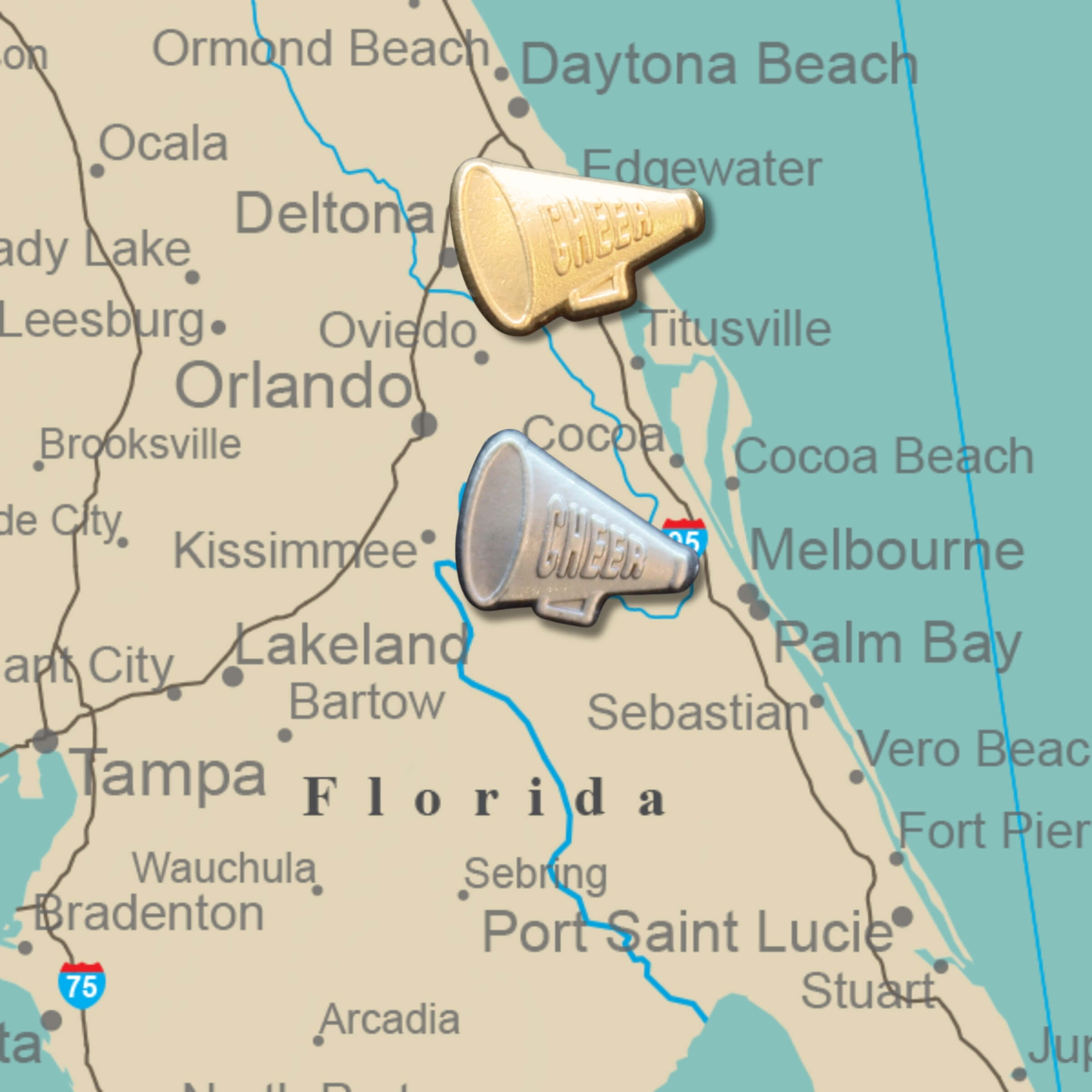 Cheer Megaphone Push Pins Main Image