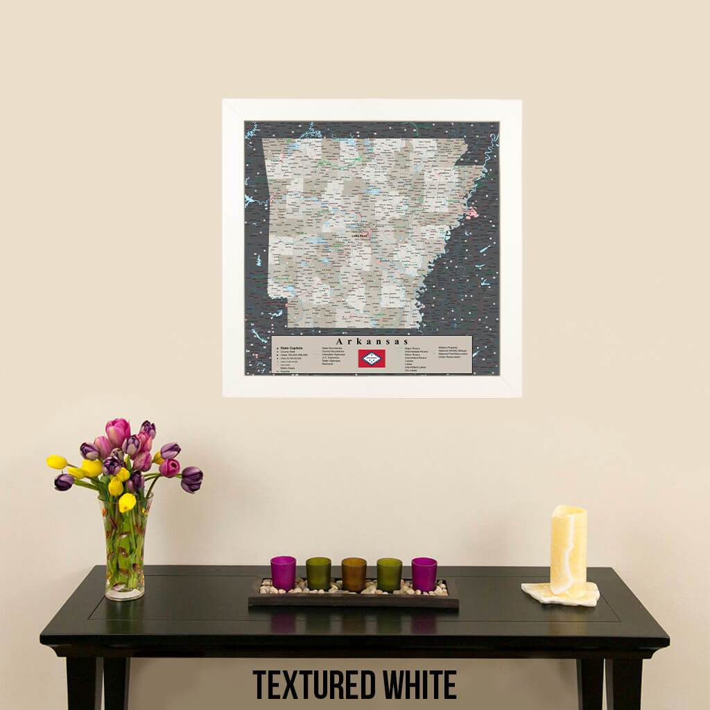 State Map of Arkansas in Textured White Frame