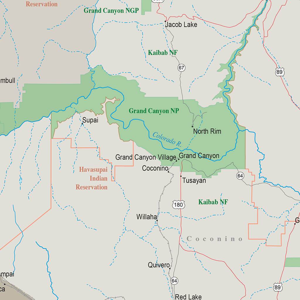 Earth Toned Arizona State Map closeup
