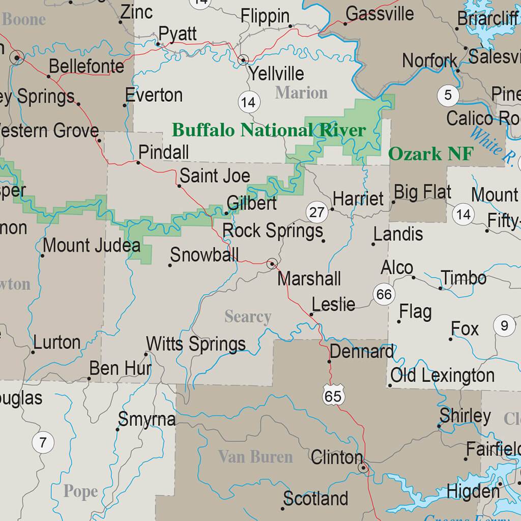 Close Up of Arkansas State Pin Map 