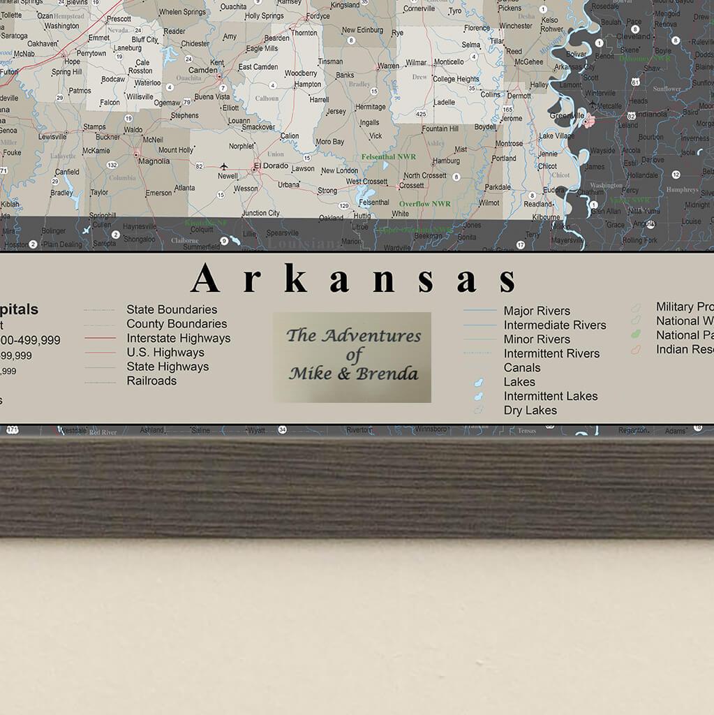 Arkansas State Map with Personalized Plaque