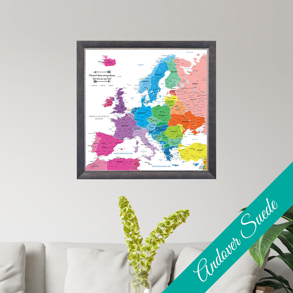 Canvas - Colorful Europe Travel Map with Pins - Square