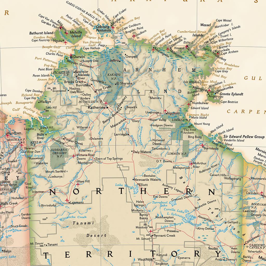 Canvas Executive Australia Push Pin Travel Map closeup