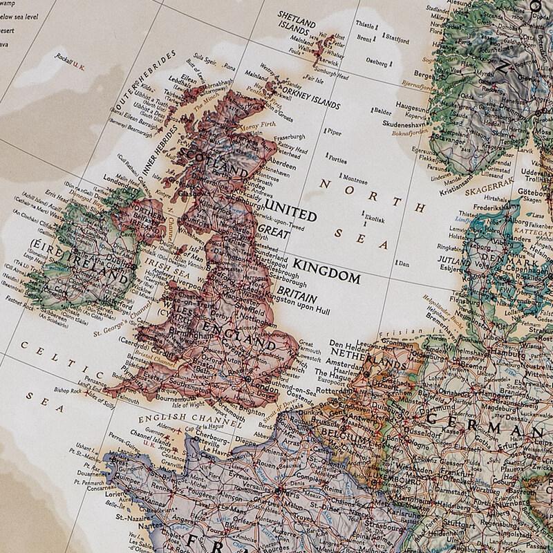 Canvas Executive Europe Push Pin Travel Map Closeup