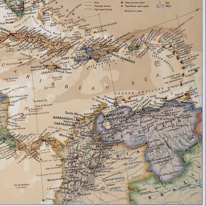 Canvas Executive North America Push Pin Wall Map Close-up