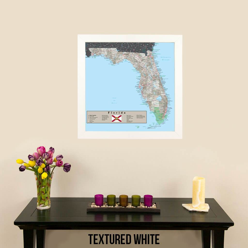 Earth Toned Florida State Map Textured White Frame