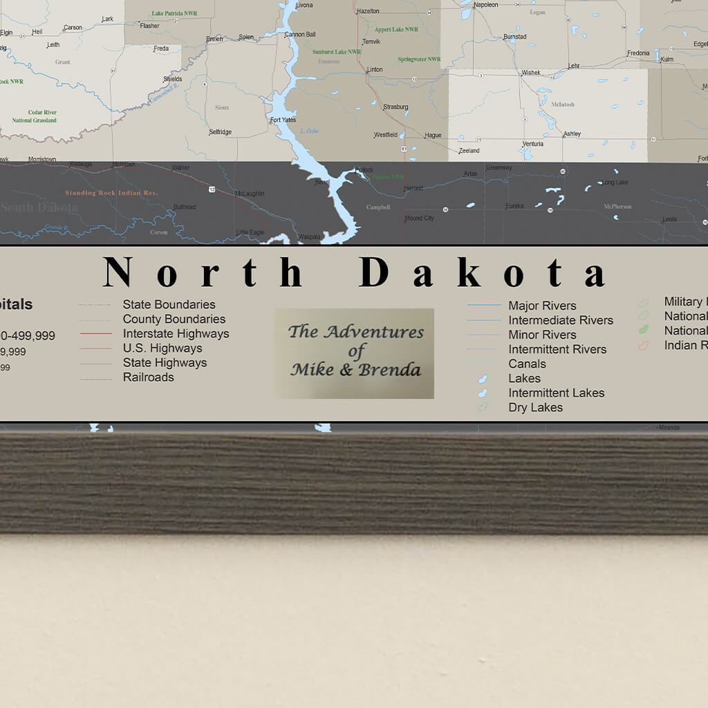 Earth Toned North Dakota Pin Travel Map Plaque Location