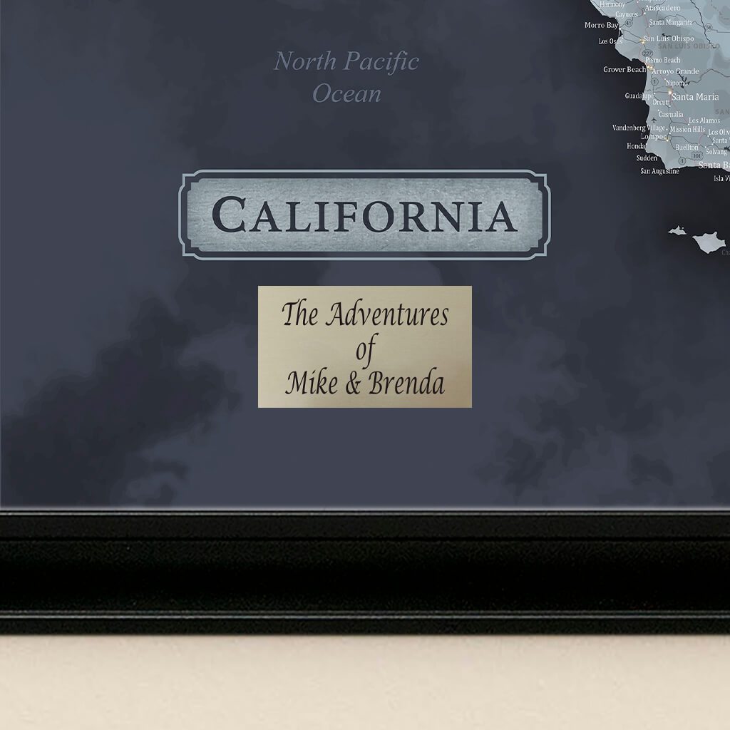 California Slate Map with pins Plaque Location
