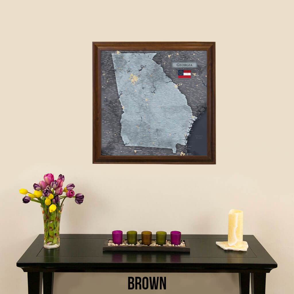 Push Pin Travel Maps Georgia Slate Map with Pins Brown Frame