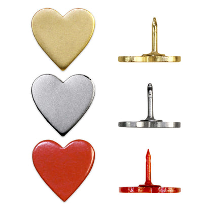 Gold, Silver & Red Big Heart Pins