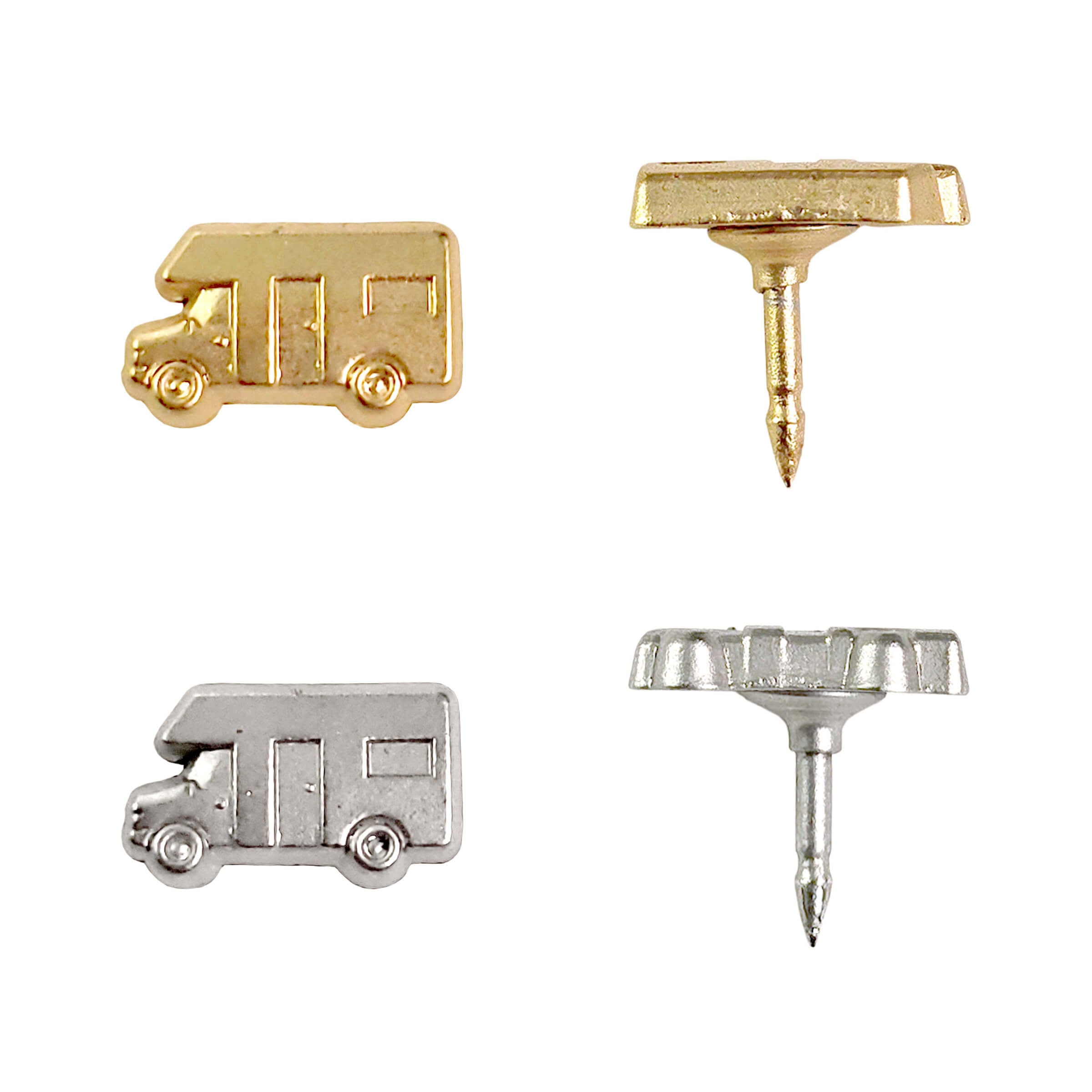 Camper Push Pins - Silver & Gold Camper Map Pins